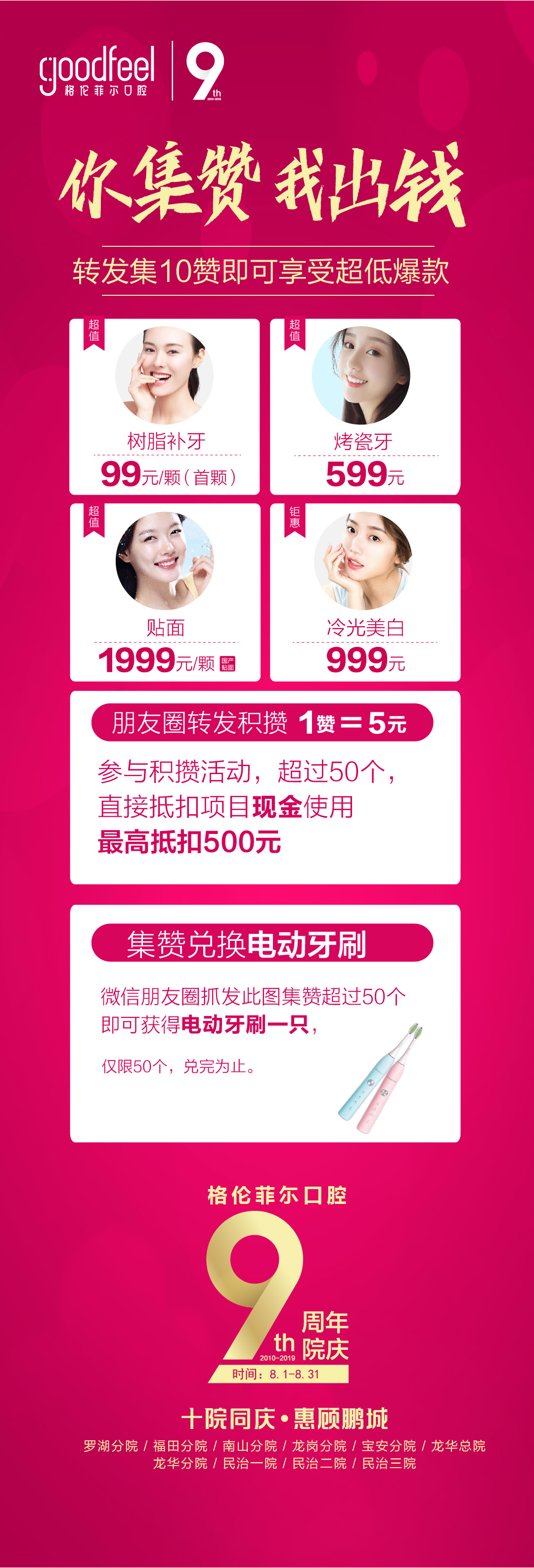 深圳格倫菲爾口腔集贊可享超低價格，樹脂補牙99元起
