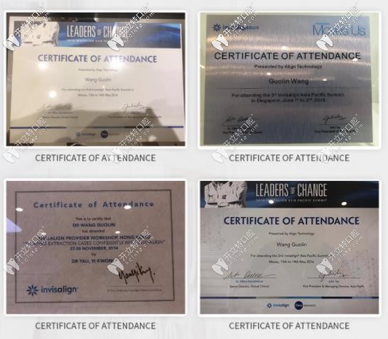 王國林醫(yī)生所獲得的證書