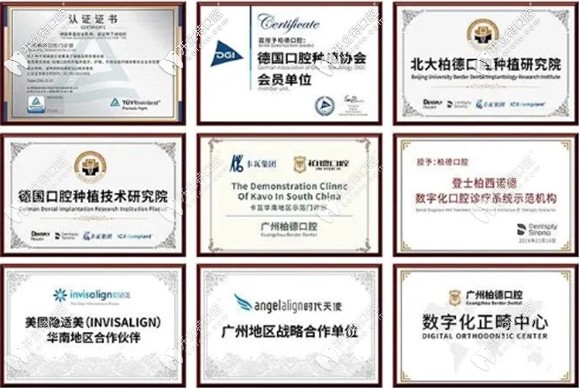 柏德口腔所獲榮譽證書