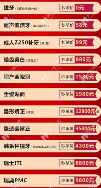 合肥杰口腔牙科收費價格表